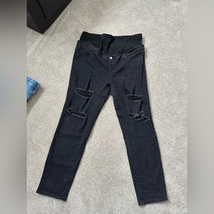 Black distressed maternity pants